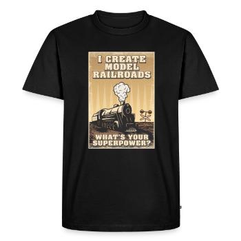 I Create Model Railroads Superpower - Men's Premium Organic T-Shirt - black - Front - Nico (187cm)