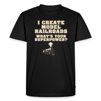 I Create Model Railroads Superpower - Men's Premium Organic T-Shirt - black - Front - Nico (187cm)