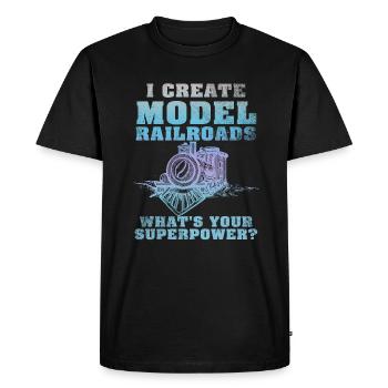I Create Model Railroads Superpower - Men's Premium Organic T-Shirt - black - Front - Nico (187cm)