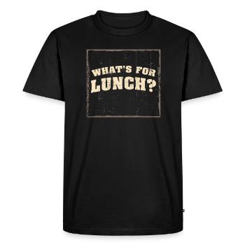 Qu’est-ce qu’on mange pour le déjeuner ? - T-shirt Premium bio Homme - noir - Devant - Nico (187cm)
