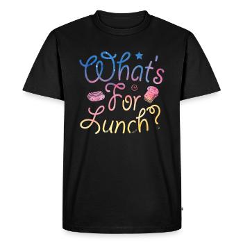 Qu’est-ce qu’on mange pour le déjeuner ? - T-shirt Premium bio Homme - noir - Devant - Nico (187cm)