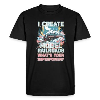 I Create Model Railroads Superpower - Men's Premium Organic T-Shirt - black - Front - Nico (187cm)