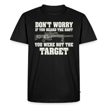 Heard The Shot Never The Target Sniper - Men's Premium Organic T-Shirt - black - Front - Nico (187cm)