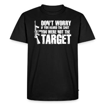 Entendu le coup de feu Jamais la cible Sniper - T-shirt Premium bio Homme - noir - Devant - Nico (187cm)