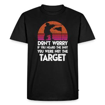 Entendu le coup de feu Jamais la cible Sniper - T-shirt Premium bio Homme - noir - Devant - Nico (187cm)