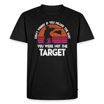 Heard The Shot Never The Target Sniper - Men's Premium Organic T-Shirt - black - Front - Nico (187cm)