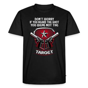 Entendu le coup de feu Jamais la cible Sniper - T-shirt Premium bio Homme - noir - Devant - Nico (187cm)