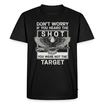 Heard The Shot Never The Target Sniper - Men's Premium Organic T-Shirt - black - Front - Nico (187cm)