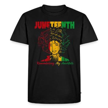 Juneteenth 1865 Remembering My Ancestors - Men's Premium Organic T-Shirt - black - Front - Nico (187cm)