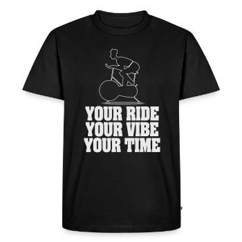 Votre balade Votre vibe Votre temps - T-shirt Premium bio Homme - noir - Devant - Nico (187cm)