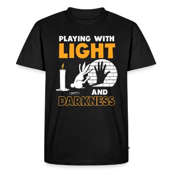 Théâtre d’ombres Spectacle de marionnettes Jeux d’ombres - T-shirt Premium bio Homme - noir - Devant - Nico (187cm)