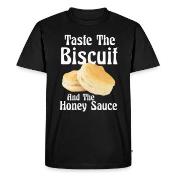 Goûtez le biscuit Goûtez les bienfaits - T-shirt Premium bio Homme - noir - Devant - Nico (187cm)