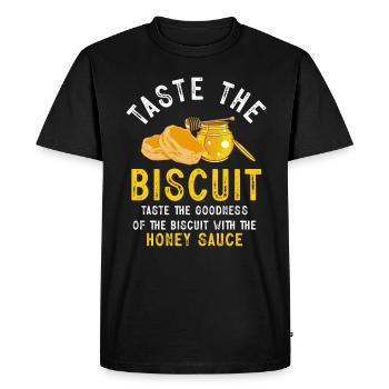 Goûtez le biscuit Goûtez les bienfaits - T-shirt Premium bio Homme - noir - Devant - Nico (187cm)