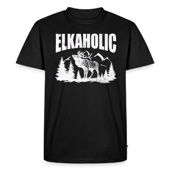 Elk Hunting Elkaholic Hunters - Men's Premium Organic T-Shirt - black - Front - Nico (187cm)