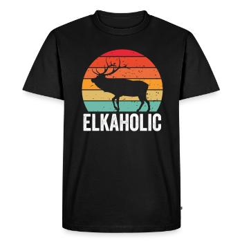 Elk Hunting Elkaholic Hunters - Men's Premium Organic T-Shirt - black - Front - Nico (187cm)