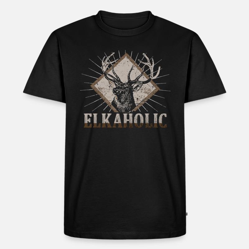 Elchjagd Elkaholische Jäger - Männer Premium Bio T-Shirt - Schwarz