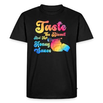 Goûtez le biscuit Goûtez les bienfaits - T-shirt Premium bio Homme - noir - Devant - Nico (187cm)