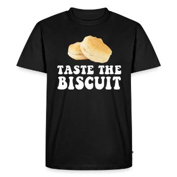 Goûtez le biscuit Goûtez les bienfaits - T-shirt Premium bio Homme - noir - Devant - Nico (187cm)