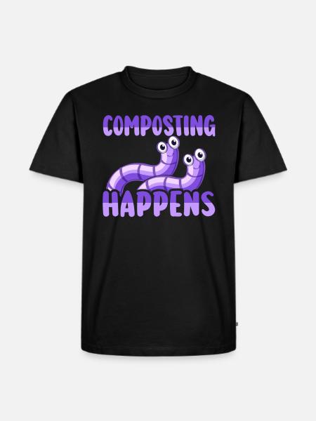 Worm Farmer Vermicompost Leuke Mannen Vrouwen - Mannen Premium Bio T-shirt - zwart