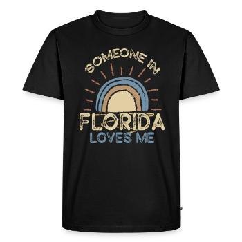 Quelqu’un en Floride m’aime - T-shirt Premium bio Homme - noir - Devant - Nico (187cm)