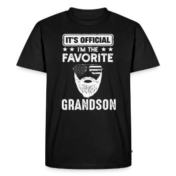 C’est officiel Je suis le petit-fils préféré - T-shirt Premium bio Homme - noir - Devant - Nico (187cm)