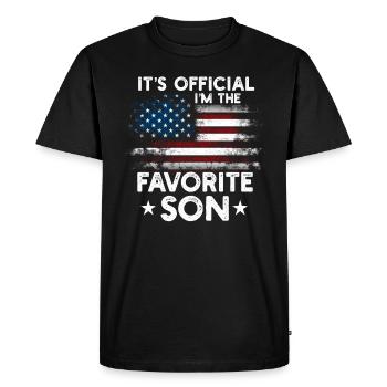 C’est officiel Je suis le fils préféré - T-shirt Premium bio Homme - noir - Devant - Nico (187cm)