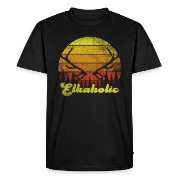 Elk Hunting Elkaholic Hunters - Men's Premium Organic T-Shirt - black - Front - Nico (187cm)