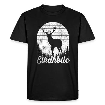Elk Hunting Elkaholic Hunters - Men's Premium Organic T-Shirt - black - Front - Nico (187cm)