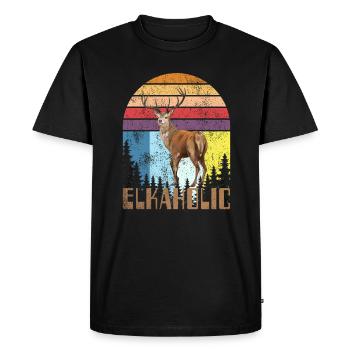 Elk Hunting Elkaholic Hunters - Men's Premium Organic T-Shirt - black - Front - Nico (187cm)