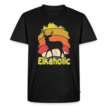 Elk Hunting Elkaholic Hunters - Men's Premium Organic T-Shirt - black - Front - Nico (187cm)