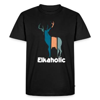 Elk Hunting Elkaholic Hunters - Men's Premium Organic T-Shirt - black - Front - Nico (187cm)