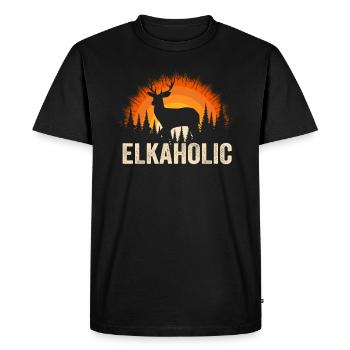 Elk Hunting Elkaholic Hunters - Men's Premium Organic T-Shirt - black - Front - Nico (187cm)