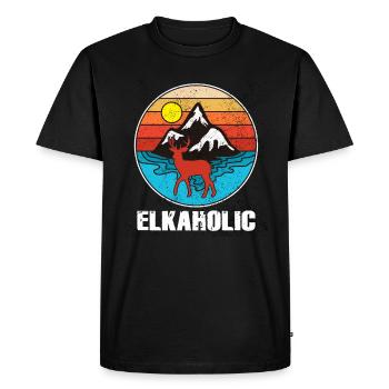 Elk Hunting Elkaholic Hunters - Men's Premium Organic T-Shirt - black - Front - Nico (187cm)