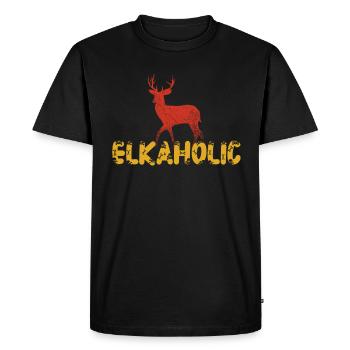 Elk Hunting Elkaholic Hunters - Men's Premium Organic T-Shirt - black - Front - Nico (187cm)