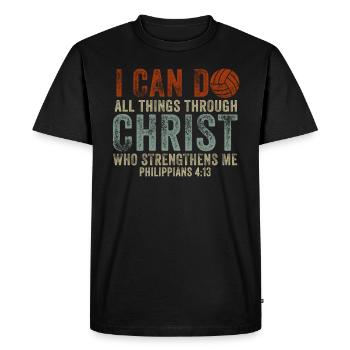 Je peux tout faire grâce au volleyball - T-shirt Premium bio Homme - noir - Devant - Nico (187cm)