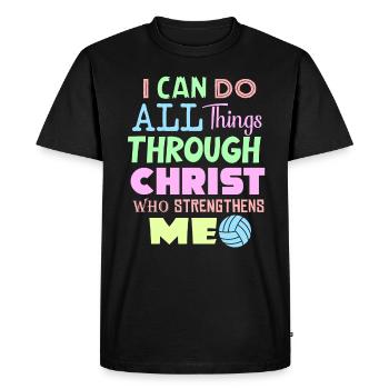 Je peux tout faire grâce au volleyball - T-shirt Premium bio Homme - noir - Devant - Nico (187cm)