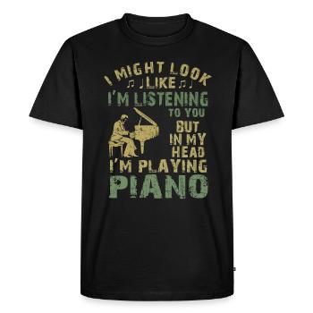J’ai peut-être l’air d’écouter du piano - T-shirt Premium bio Homme - noir - Devant - Nico (187cm)