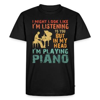 J’ai peut-être l’air d’écouter du piano - T-shirt Premium bio Homme - noir - Devant - Nico (187cm)