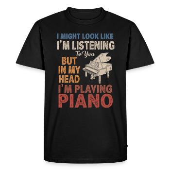 J’ai peut-être l’air d’écouter du piano - T-shirt Premium bio Homme - noir - Devant - Nico (187cm)