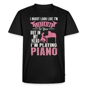 J’ai peut-être l’air d’écouter du piano - T-shirt Premium bio Homme - noir - Devant - Nico (187cm)