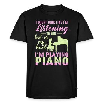 J’ai peut-être l’air d’écouter du piano - T-shirt Premium bio Homme - noir - Devant - Nico (187cm)