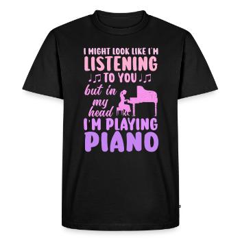 J’ai peut-être l’air d’écouter du piano - T-shirt Premium bio Homme - noir - Devant - Nico (187cm)