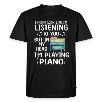 J’ai peut-être l’air d’écouter du piano - T-shirt Premium bio Homme - noir - Devant - Nico (187cm)