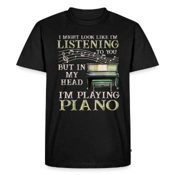 J’ai peut-être l’air d’écouter du piano - T-shirt Premium bio Homme - noir - Devant - Nico (187cm)