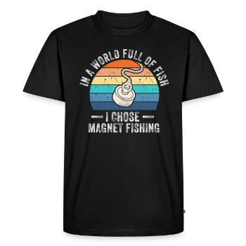 Neodymium Magnet Fishing Magnetic Fisher - Men's Premium Organic T-Shirt - black - Front - Nico (187cm)