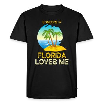 Quelqu’un en Floride m’aime - T-shirt Premium bio Homme - noir - Devant - Nico (187cm)