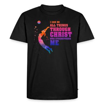 Je peux tout faire grâce au volleyball - T-shirt Premium bio Homme - noir - Devant - Nico (187cm)