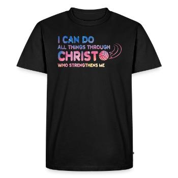 Je peux tout faire grâce au volleyball - T-shirt Premium bio Homme - noir - Devant - Nico (187cm)