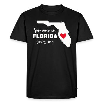 Quelqu’un en Floride m’aime - T-shirt Premium bio Homme - noir - Devant - Nico (187cm)