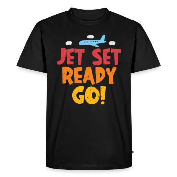 Jet Set Ready Go Airplane Vacation Mode - Men's Premium Organic T-Shirt - black - Front - Nico (187cm)
